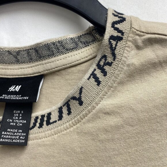 H&M Relaxed Fit Short Sleeve T-Shirt Men Small Beige 100% Cotton Crew Neck - Picture 8 of 16